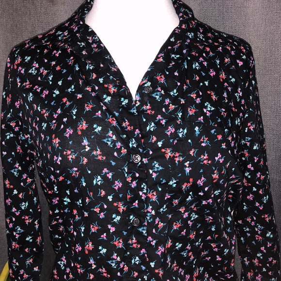 Old Navy Tops - Old Navy Black Floral button up